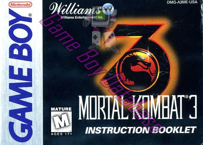 Mortal Kombat 3 USA Front of the booklet