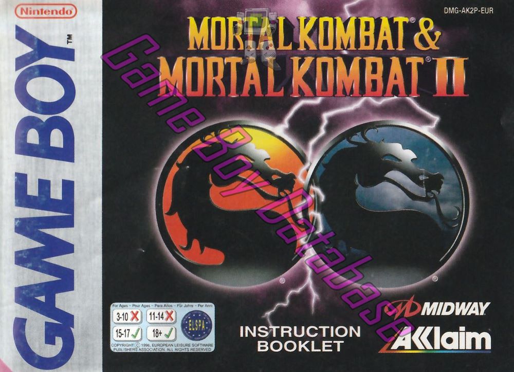 Mortal Kombat & Mortal Kombat II EUR-1 Front of the booklet