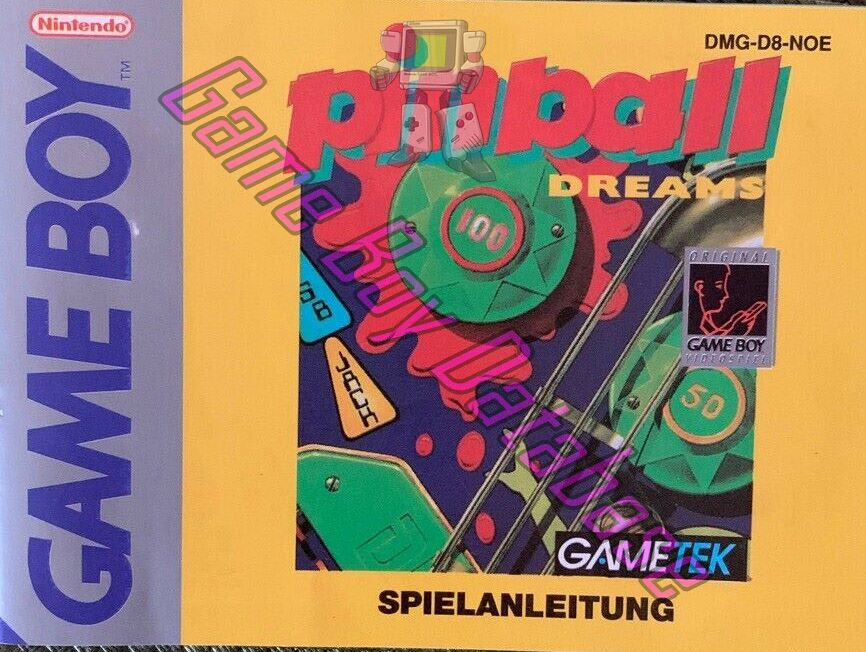 Pinball Dreams NOE Front of the booklet