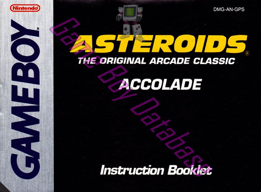 Asteroids GPS Front of the booklet