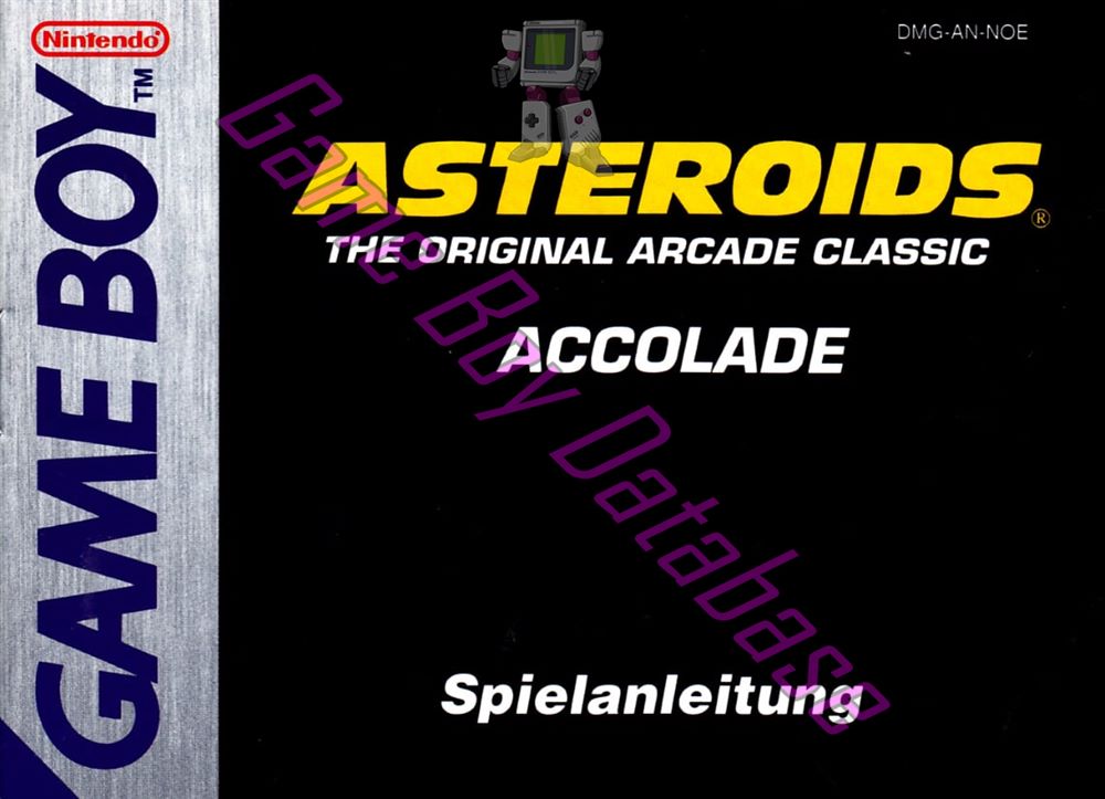 Asteroids NOE Front of the booklet