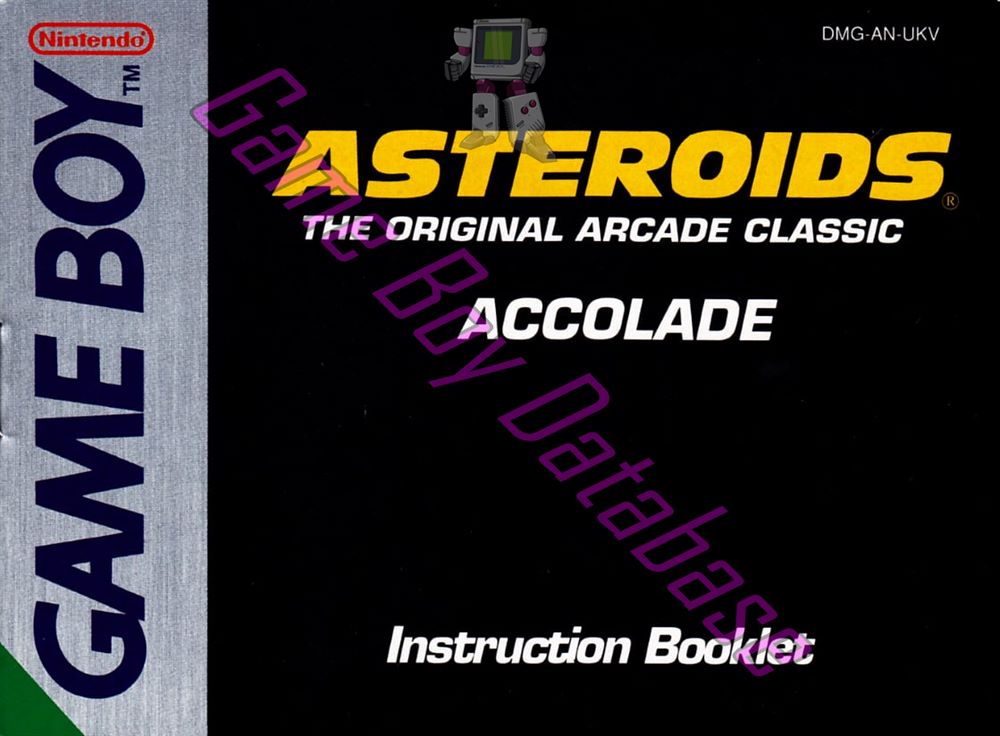 Asteroids UKV Front of the booklet