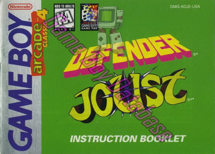 Arcade Classic no.4 Defender - Joust USA Front of the booklet