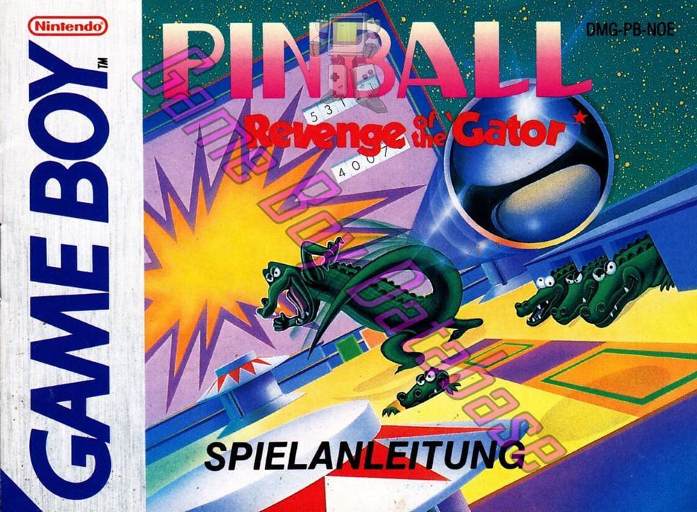 Pinball Revenge of the Gator NOE-1 Front of the booklet