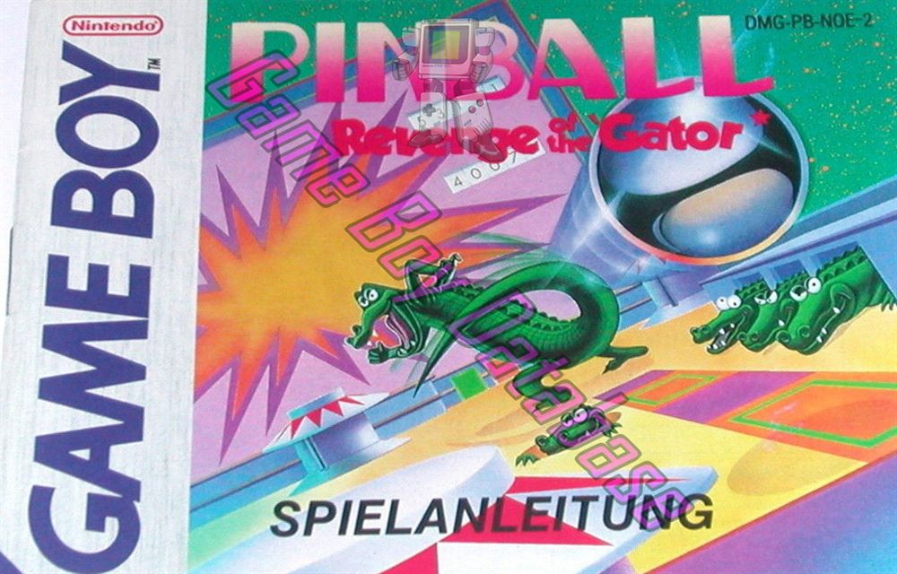 Pinball Revenge of the Gator NOE-2 Front of the booklet