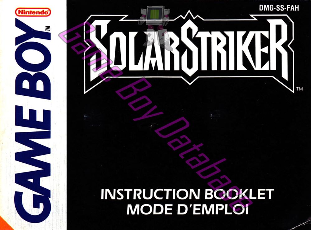 Solar Striker FAH Front of the booklet