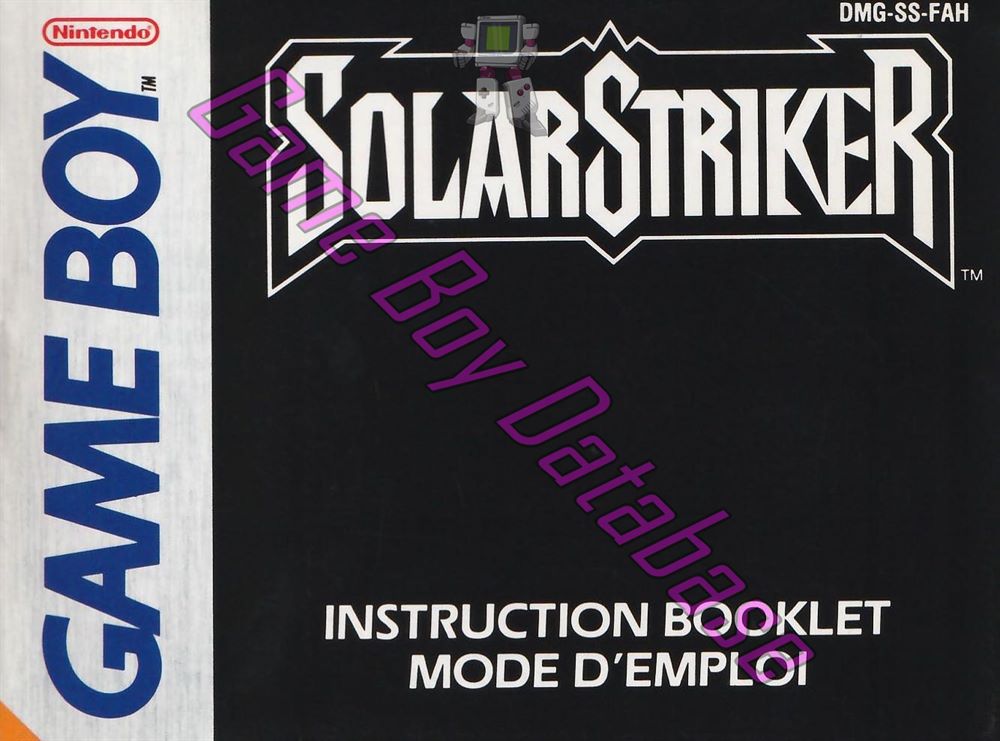 Solar Striker FAH Front of the booklet