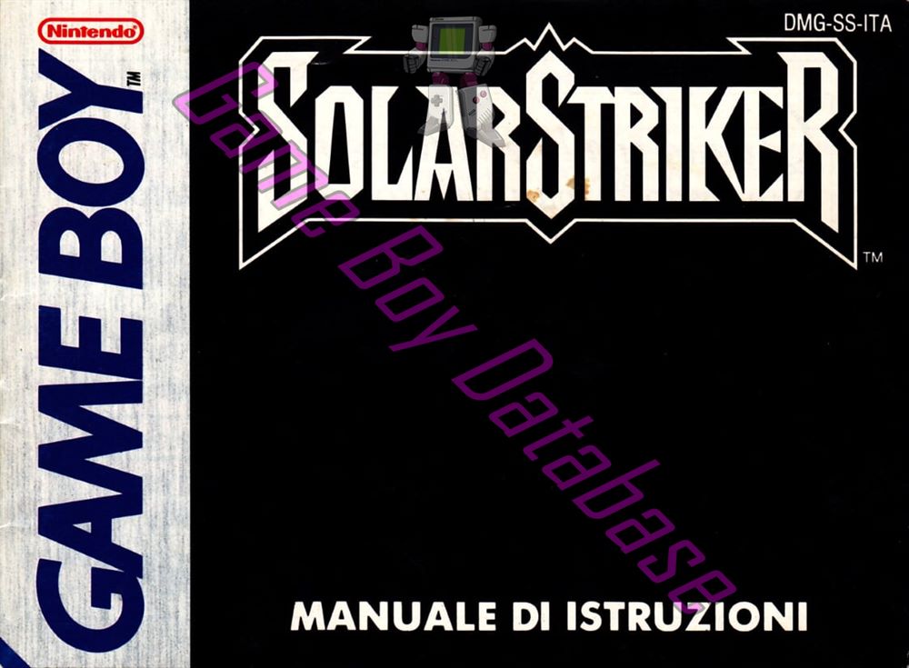 Solar Striker ITA Front of the booklet