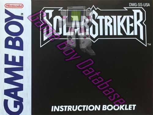 Solar Striker USA Front of the booklet