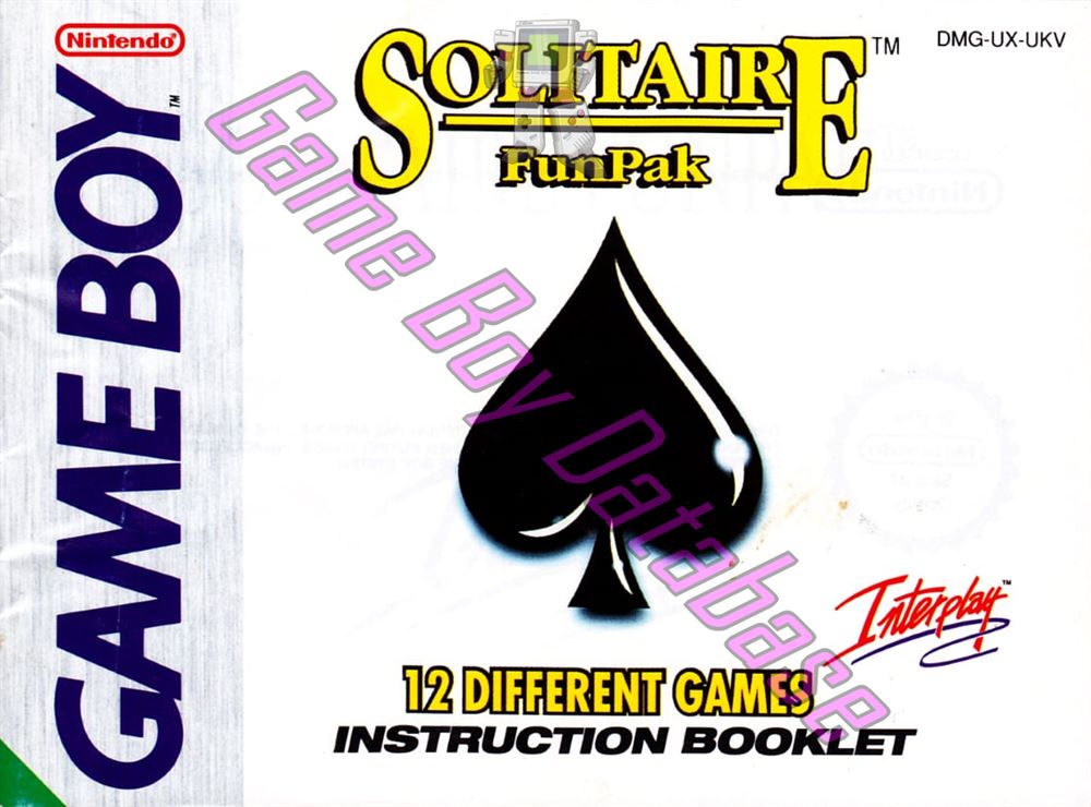 Solitaire Fun Pak UKV Front of the booklet