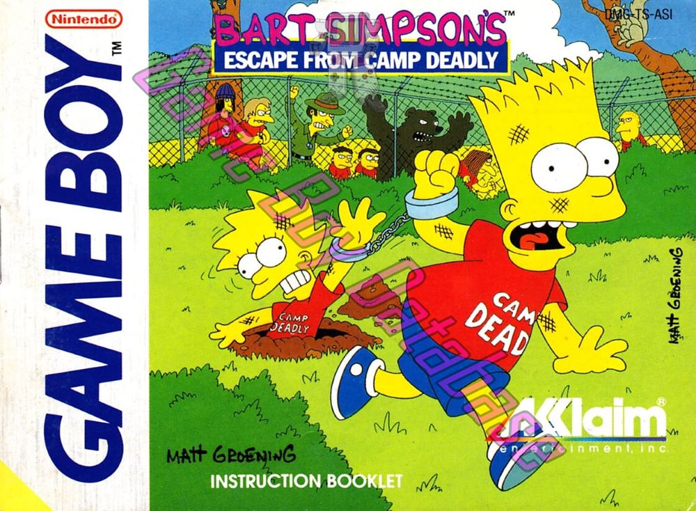 Bart Simpson's Escape from Camp Deadly ASI Front of the booklet