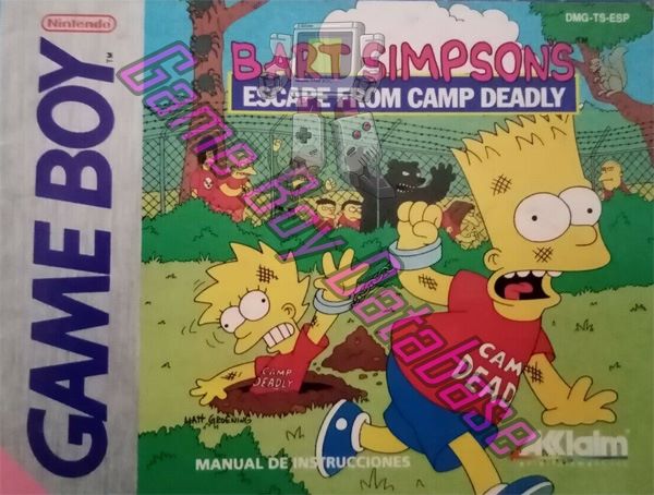 Bart Simpson's Escape from Camp Deadly ESP Front of the booklet