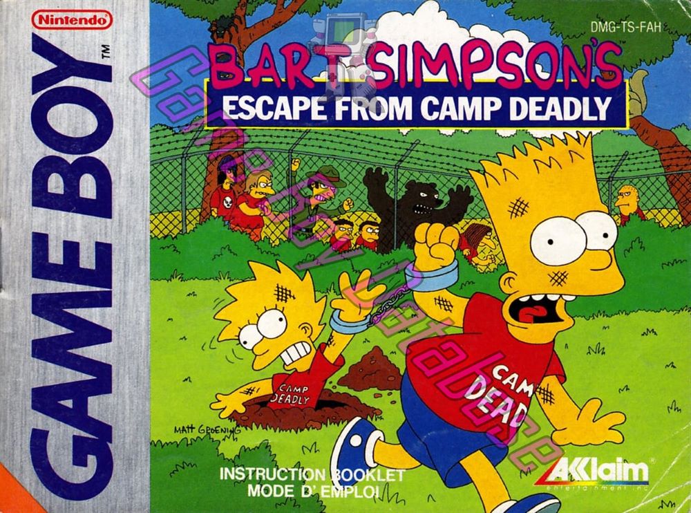 Bart Simpson's Escape from Camp Deadly FAH Front of the booklet