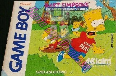 Bart Simpson's Escape from Camp Deadly FRG Front of the booklet