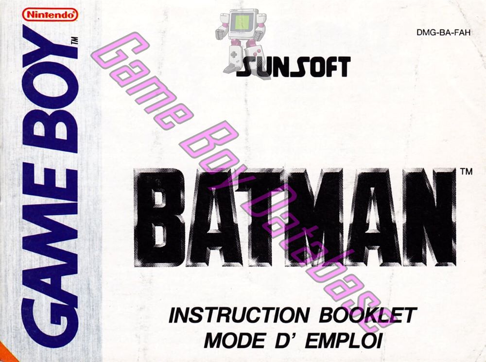 Batman the Video Game FAH Front of the booklet