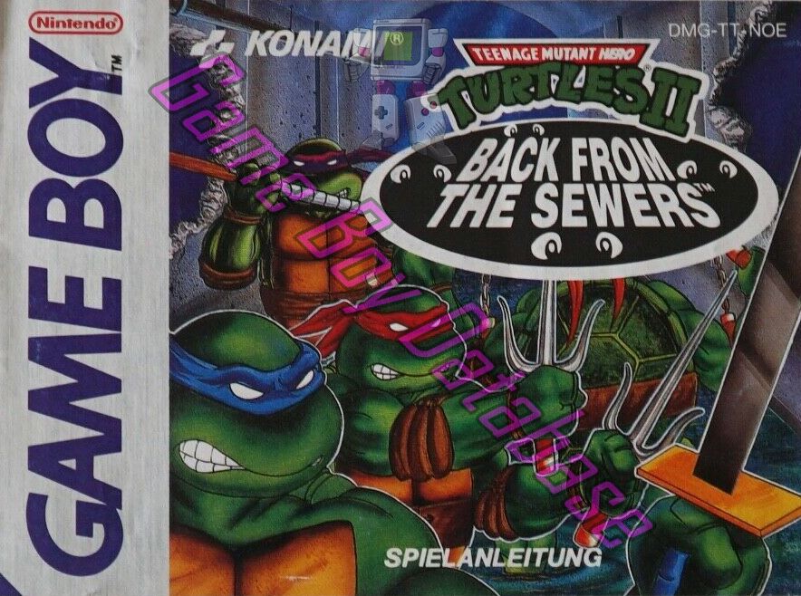 Teenage Mutant Hero Turtles II Back from the Sewers NOE Front of the booklet