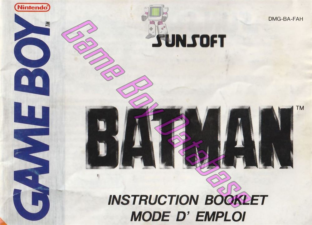 Batman the Video Game FAH Front of the booklet