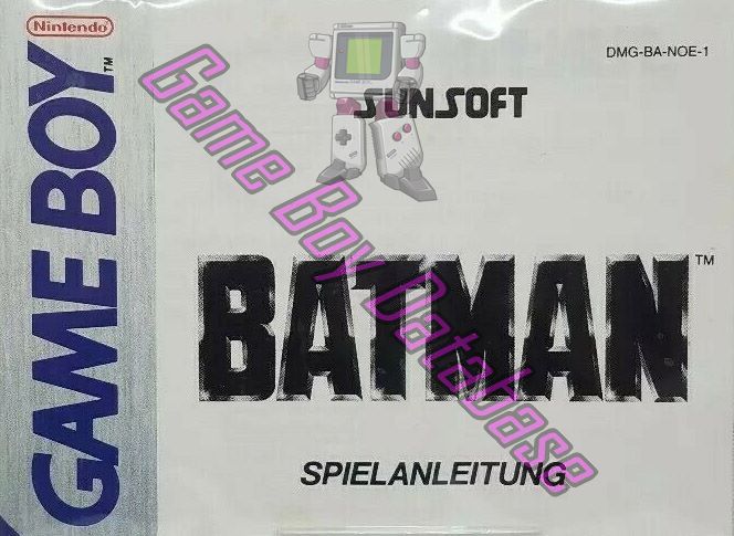 Batman the Video Game NOE-1 Front of the booklet