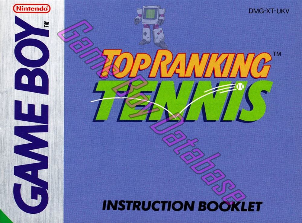 Top Ranking Tennis UKV Front of the booklet