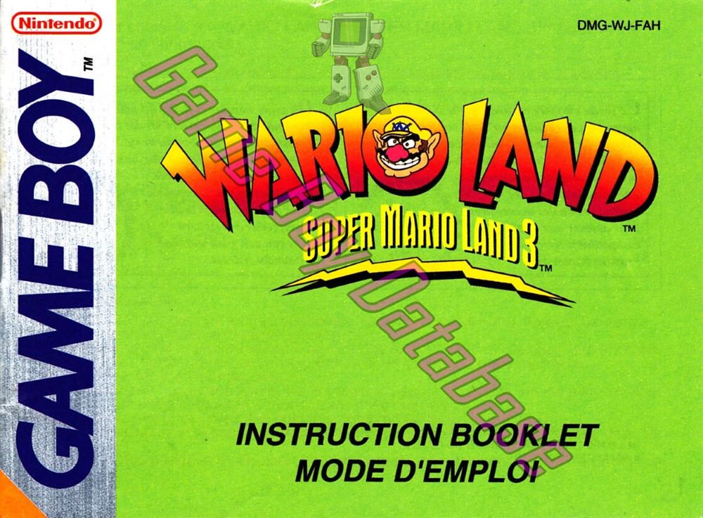 Wario Land: Super Mario Land 3 FAH Front of the booklet