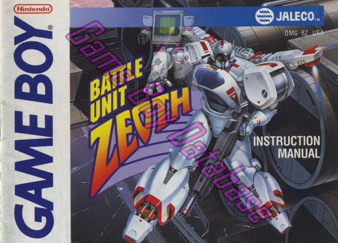 Battle Unit Zeoth USA Front of the booklet