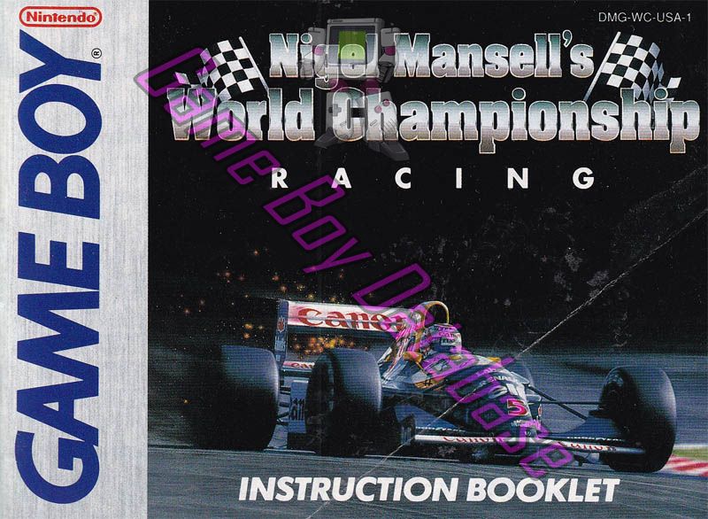 Nigel Mansell’s World Championship USA-1 Front of the booklet