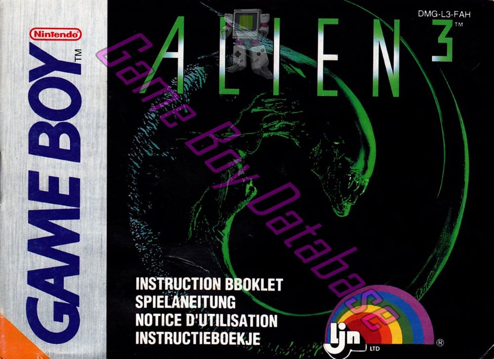 Alien 3 FAH-1 Front of the booklet