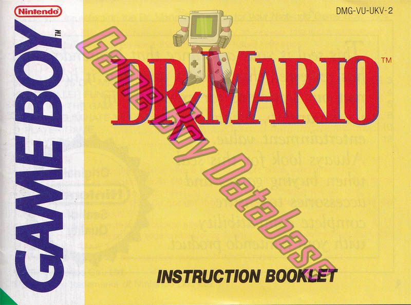 Dr. Mario UKV-3 Front of the booklet