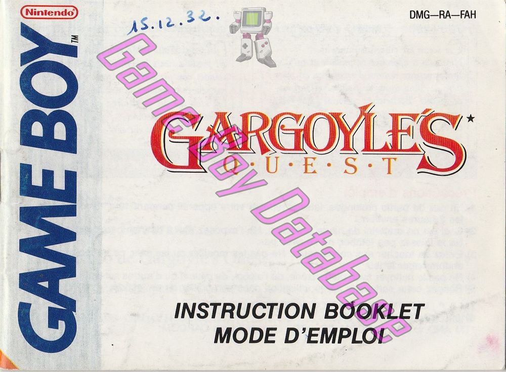 Gargoyle's Quest FAH Front of the booklet