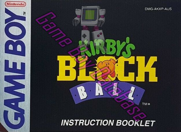 Kirby's Block Ball AUS Front of the booklet