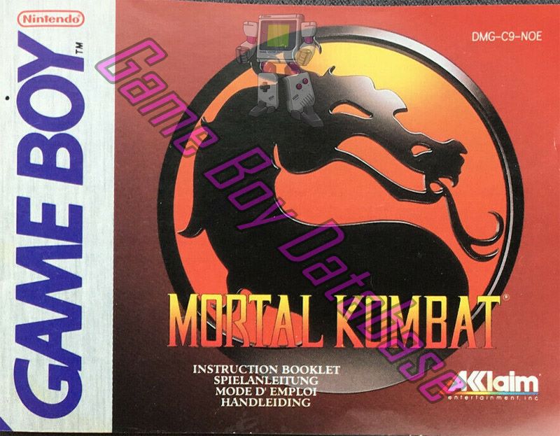 Mortal Kombat NOE Front of the booklet