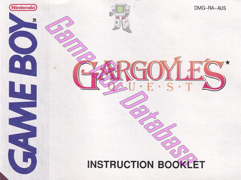 Gargoyle's Quest AUS Front of the booklet