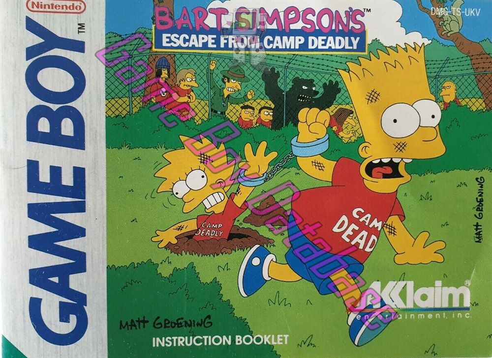 Bart Simpson's Escape from Camp Deadly UKV Front of the booklet