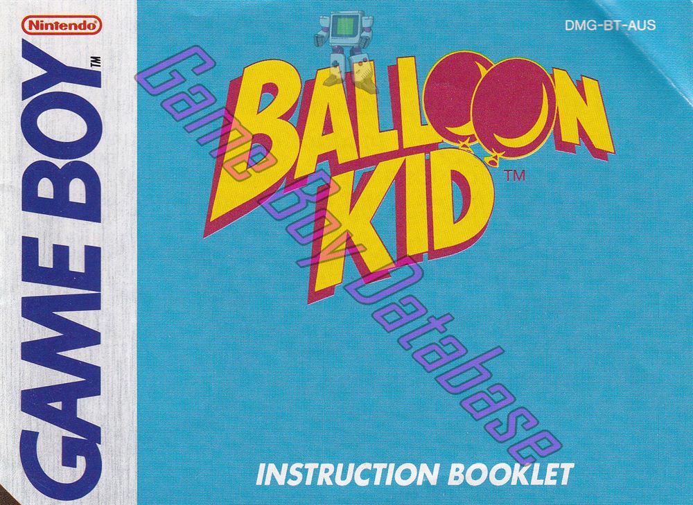 Balloon Kid AUS Front of the booklet