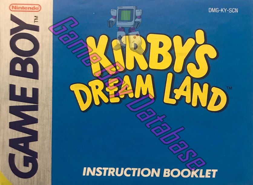 Kirby's Dream Land SCN Front of the booklet