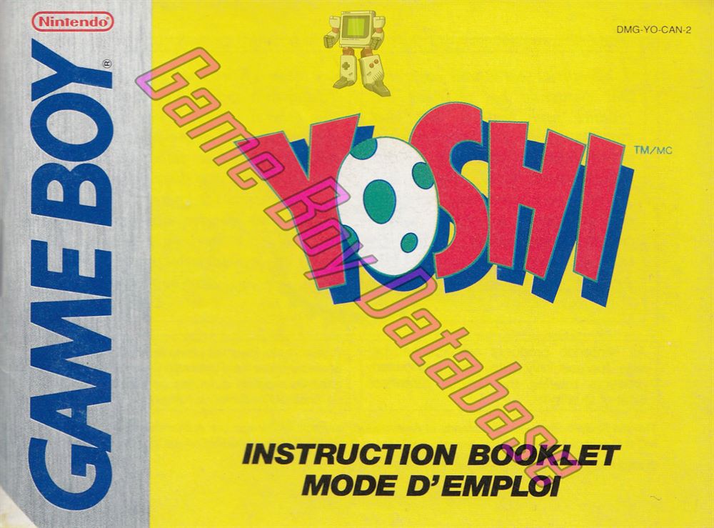 Yoshi CAN Front of the booklet