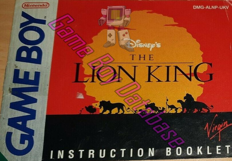 Lion King (Disney's the) UKV Front of the booklet