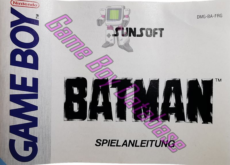 Batman the Video Game FRG Front of the booklet