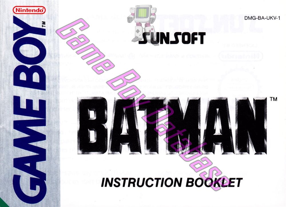 Batman the Video Game UKV-1 Front of the booklet