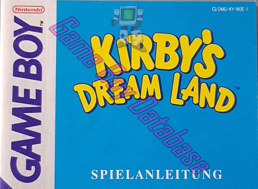 Kirby's Dream Land NNOE Front of the booklet