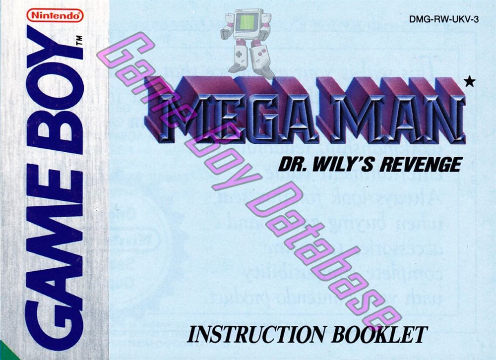 Mega Man Dr. Wily's Revenge UKV-1 Front of the booklet