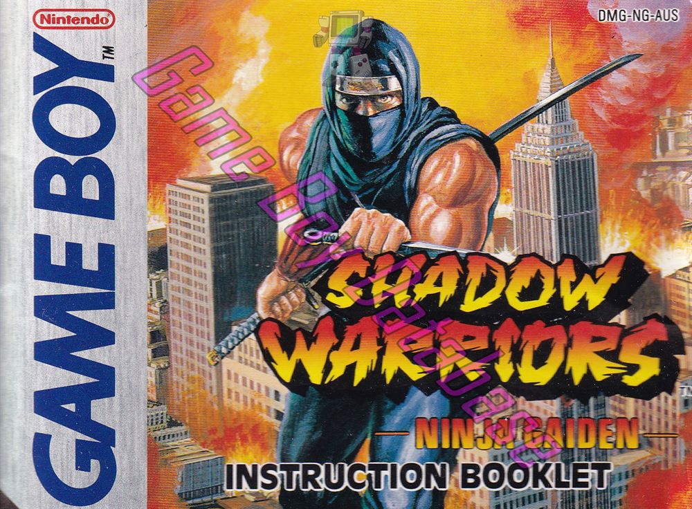 Shadow Warriors Ninja gaiden AUS Front of the booklet