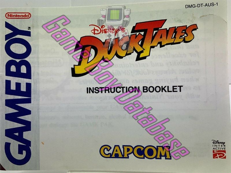 Duck Tales (Disney's) AUS-1 Front of the booklet