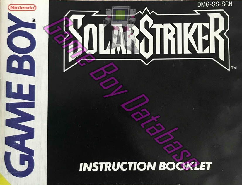 Solar Striker SCN Front of the booklet