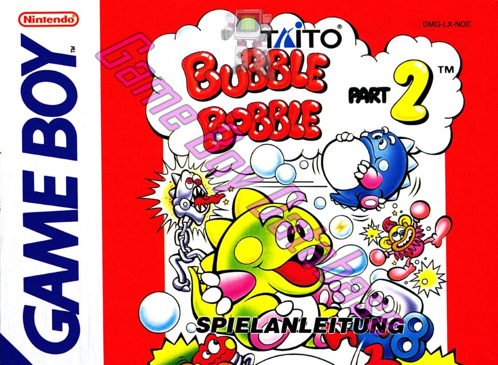 Bubble Bobble Part 2 NOE Front of the booklet