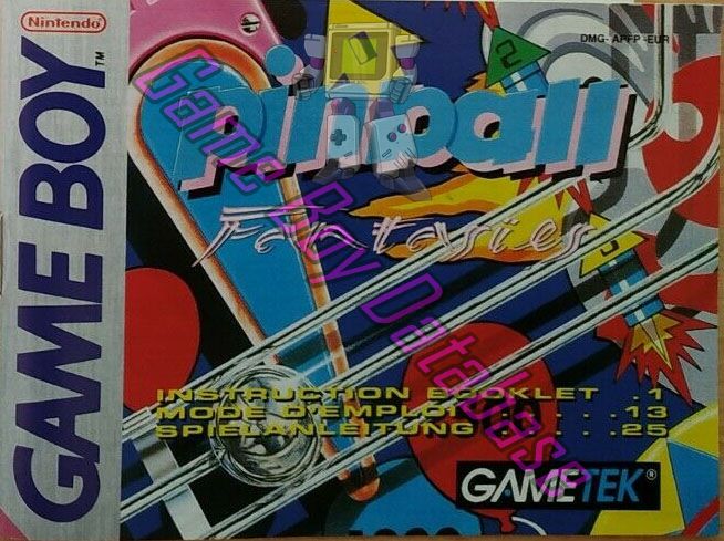 Pinball Fantasies EUR Front of the booklet