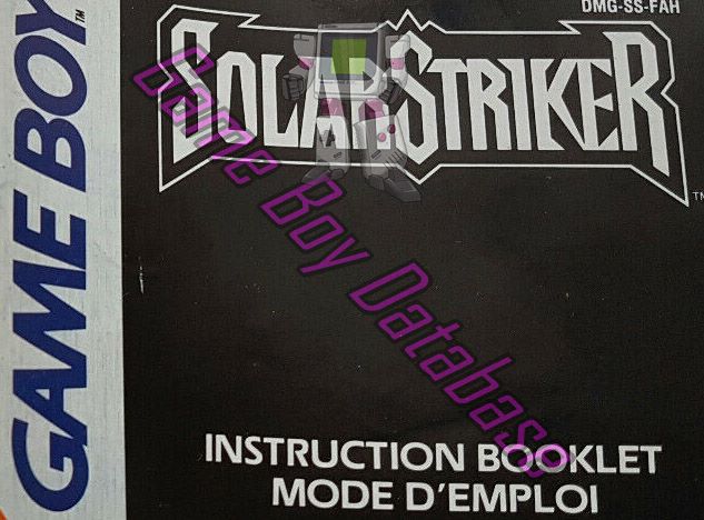 Solar Striker FAH Front of the booklet