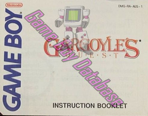 Gargoyle's Quest AUS-1 Front of the booklet