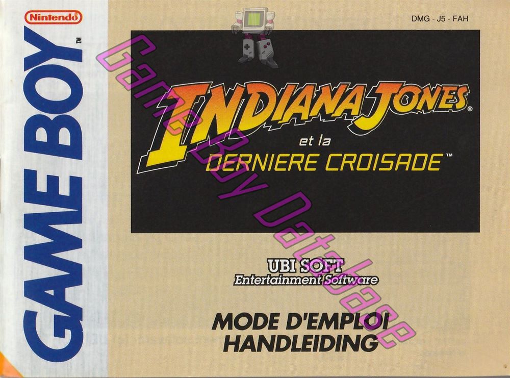 Indy Indiana Jones et la Dernière Croisade FAH-1 Front of the booklet