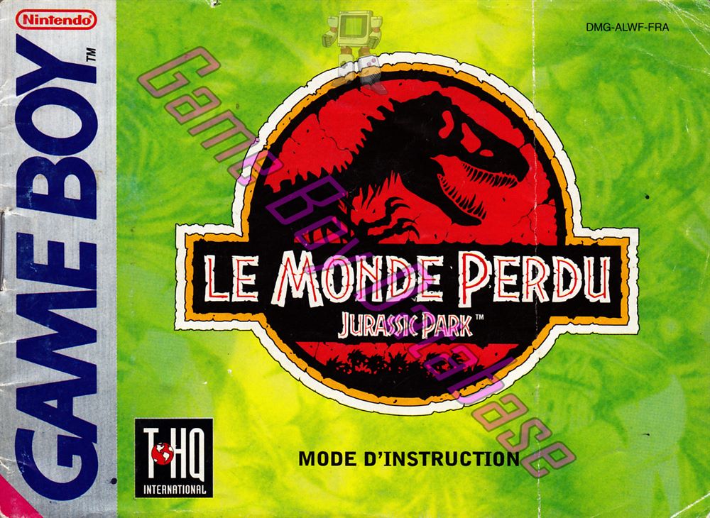 Jurassic Park le Monde Perdu FRA Front of the booklet